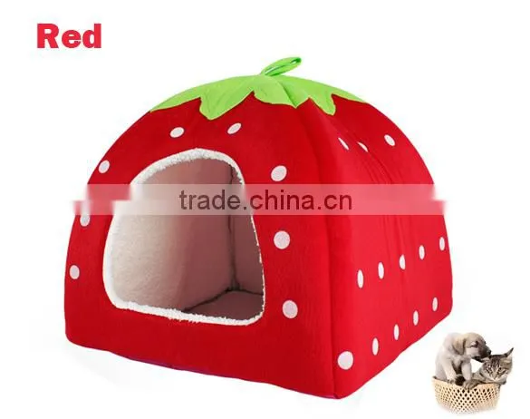 New Soft Strawberry Pet Dog Cat Bed House Kennel Doggy Warm Cushion Basket 3Colors 3Sizes 18913 photo-4