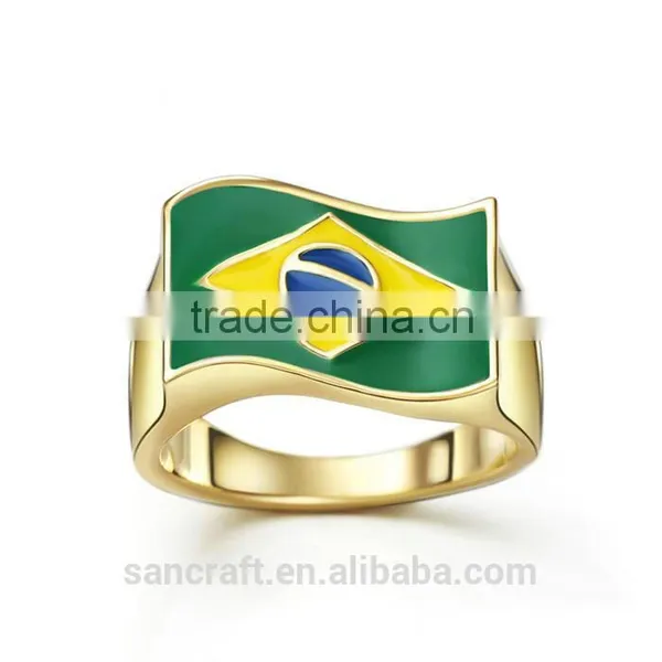 2016 Brazil Rio Olympic Games Gift 14k Gold Plated Ring Jewelry With Flag Style