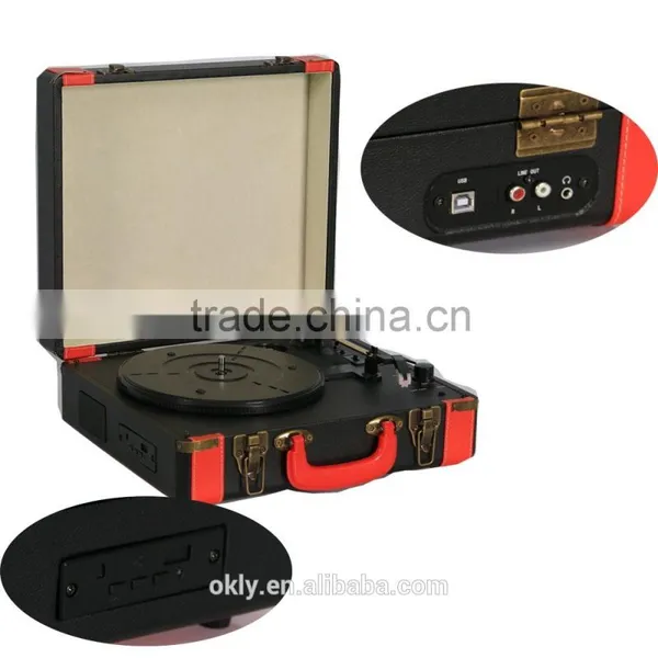 Retro Turntable Vintage Vinyl Record Player With Retro Suitcase Speaker photo-2