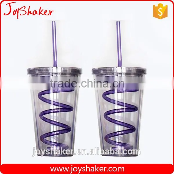 Wholesale Price Joyshaker Paper Insert Plastic Cup, 450ml Double Wall Sipper Drink Cup photo-6