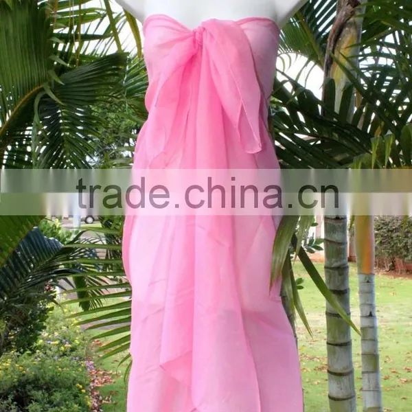 Sheer Pareo Solid Color Sarong Chiffon Material 100*180cm Pareo Sarong photo-5