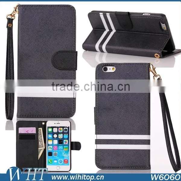 Case For IPhone 6 Plus Wallet Leather Case + Strips Color Mix Design With Card Slots PU Leather photo-5