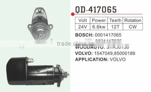 Volvo Starter Motor 1547049 85000186 Bosch 0-001-417-065 0-001-417-075 Woodauto STR50136