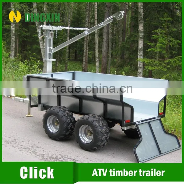ATV Quad Forest Timber Trailer With Electric Winch Crane