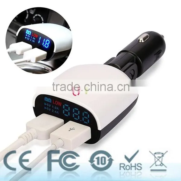 Dual LED Display USB Car Charger For Samsung Galaxy S6 Note 5 4 IPhone HTC White photo-4