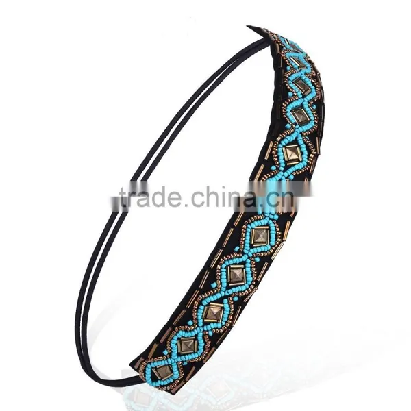 Top Selling Lady Beads Headband Hairband Elastic Hair Head Band Wholesale photo-4