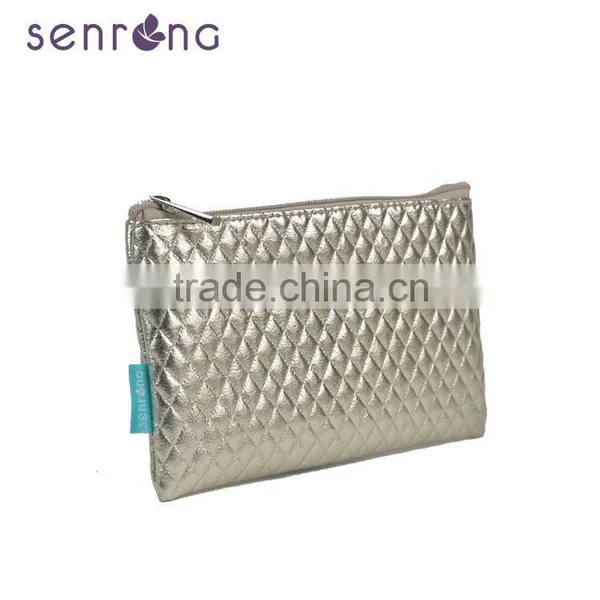 OEM ! High Quality Gloss Gold PVC With Zipper Cosmetic Pouch Handbag for Promotion photo-2