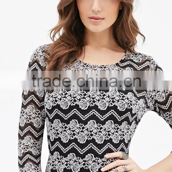 Floral and Chevron Lace New Fashion Woman Dress Maxi Long Dress photo-5