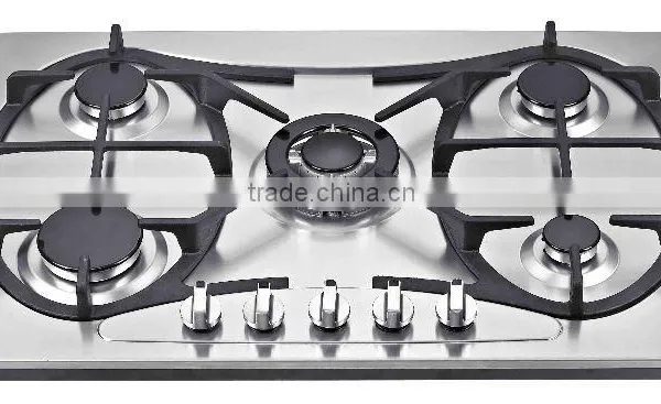 2014 5 Burner Stainless Steel Gas Hob Zhongshan Factory OEM Service(Model No: Z845-ABCCD)))