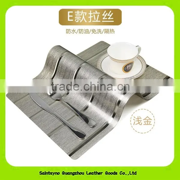 Shinning PVC Leather Printing Coaster, Anti-oil Leather Coffee Table Pad 16024 photo-2