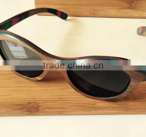 2015 OEM Colorful Lenses Wooden Bamboo Sunglasses, 100% Handmade Skateboard Sun Glasses photo-4