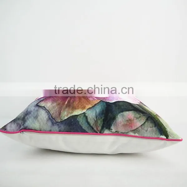Throw Decorative Pillows Home Textile Flower Printed Pillowcase Velvet Pillow Covers With Piping photo-6
