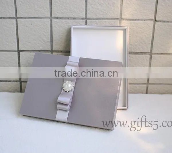 Luxury Wedding Invitation Boxes With Pearl Ribbon photo-4
