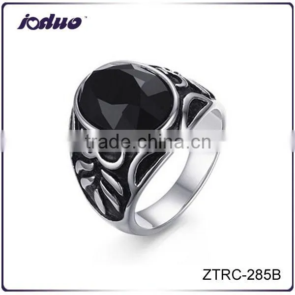 High Quality 2016 Retro Style Agate Stainless Steel Ring