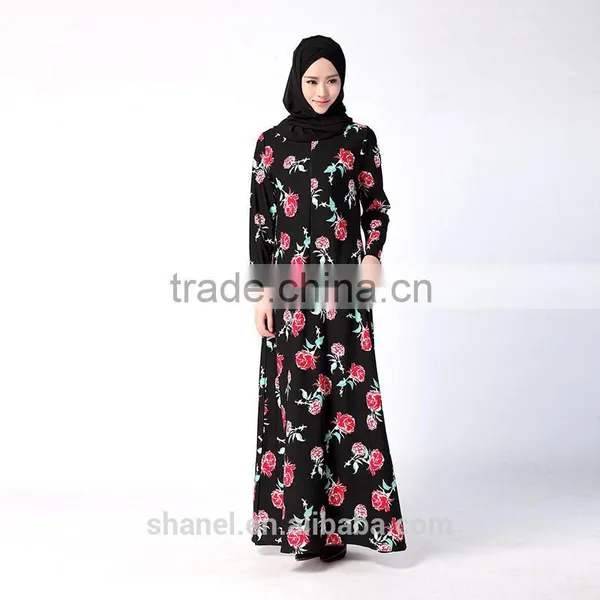 Modern Floral Muslim Abaya Dubai Islamic Abaya Dress photo-3