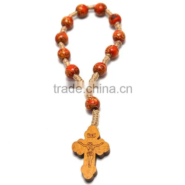 Cording Bead Rosary,wooden Deads Rosary Necklace,catholic Decade Rosaries Yiwu photo-3