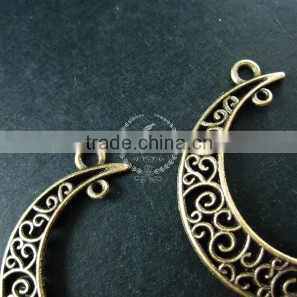 36x32mm Vintage Style Antiqued Bronze Moon Connector DIY Pendant Charm Supplies Findings 1810417 photo-4
