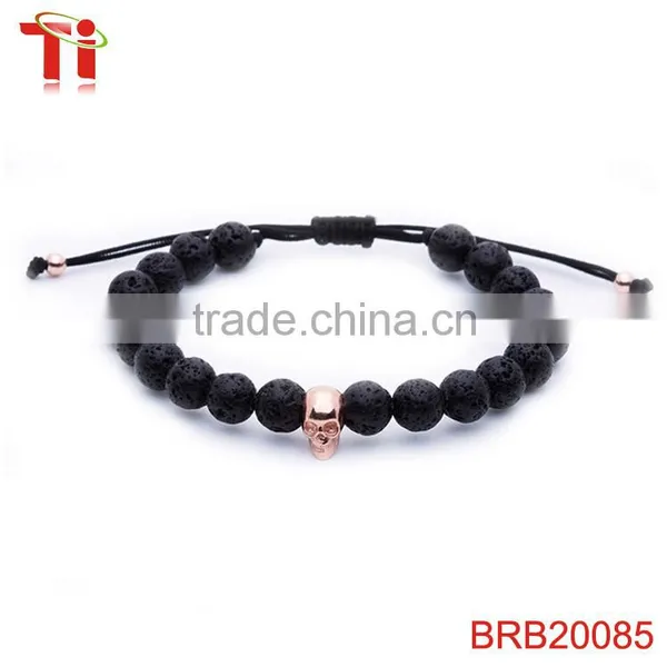 Volcanic Stone Bracelet Skull Bracelet Jewelry Wholesale, Skull Bracelet Men