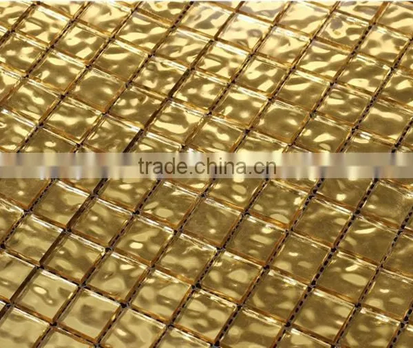 High Quality 24 K Real Gold Glass Mosaic JYHD02 Wave Gold Glass Mosaic Tiles Church Decoration for Wall