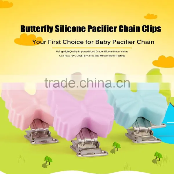 Wholesale New Product Silicone Butterfly Clip Accessories Teether Chain photo-2