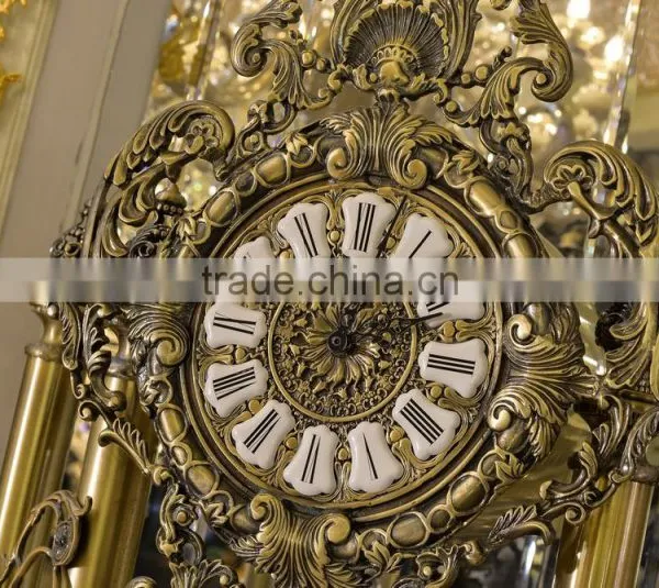 Antique Copper Clock With Crystal Column, 19th Century French Gilded Bronze Clock photo-5