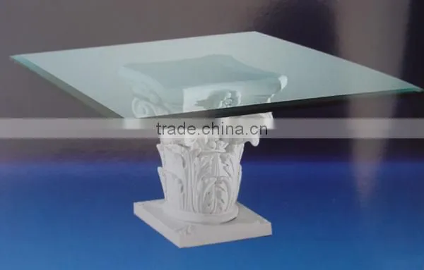 Modern Style Glass Top Hand Carved Marble Base Dining Table photo-4