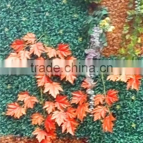 1mx1m New Hotel Decoration Artificial Fire Autum Red With Green Grass Wall EDC1604 03Y07 photo-2