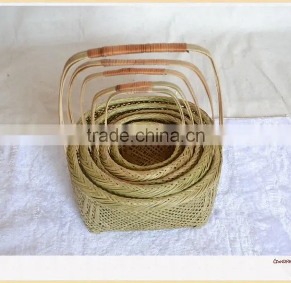 Wholesale Cheap Bamboo Basket With Handle Woven Basket