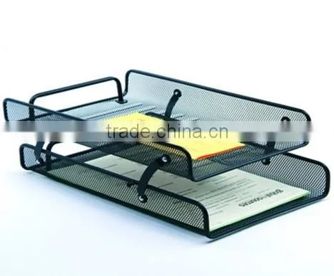 Black Metal Mesh Stackable Paper File Holder photo-2