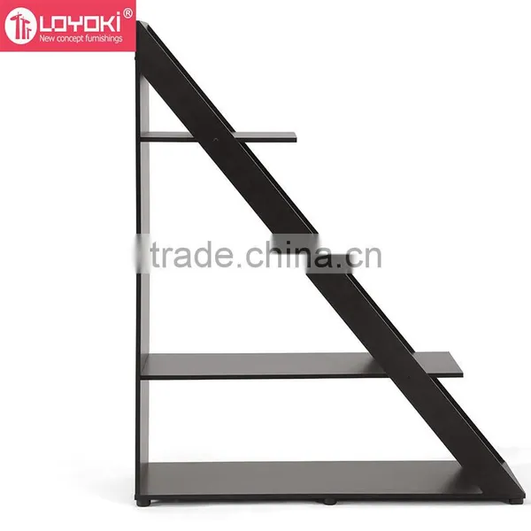 2016 New Design Triangle Shape Book Display 4 Tiers Book Rack for Living Room Easy Assembly Wood Bookshelf photo-2