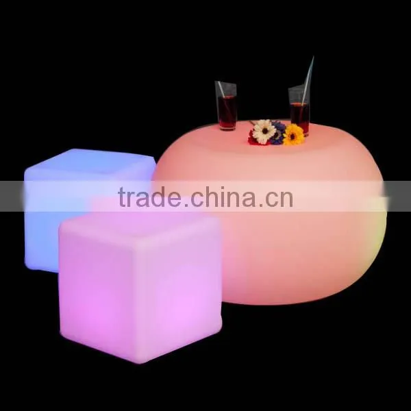 58*58*49cm Used Home Bar Furniture LED Lighting Round Coffee Shop Table With Chair photo-2