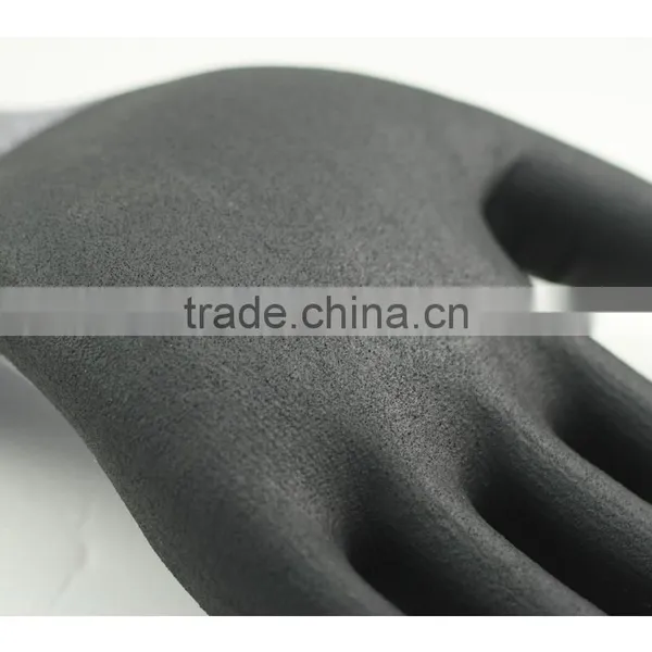 NMSAFETY 13 Gauge Knitted Nylon and Spandex Liner Coated Black Foam Nitrile on Palm Soft Working Safety Goves photo-3