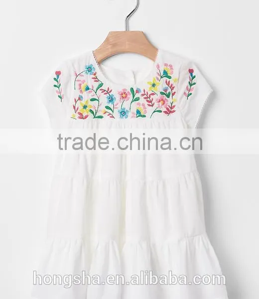 Summer Embroidery Child Clothes Pretty Floral Print Baby Girl Dress HSD5038 photo-2