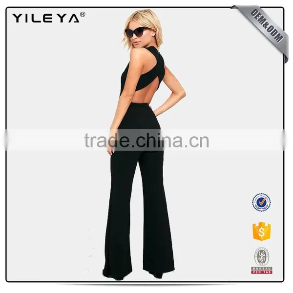 2017 New Style Sexy Jumpsuit Lady Long Romper Backless Halter White Romper Jumpsuits photo-4