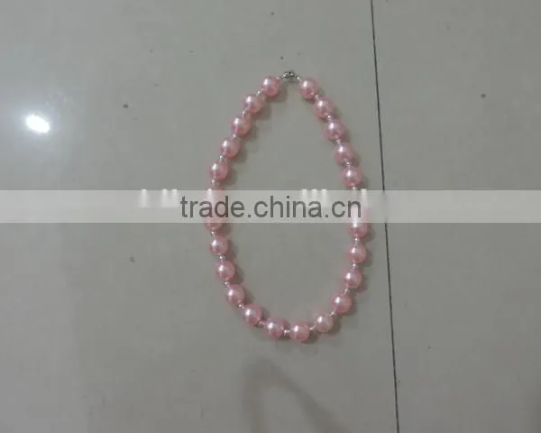 Baby Girl Summer Necklaces Round Pearl Jewelry Pink Kids Clothing Decor 2016 Wholesale Children Clothes Decor photo-2