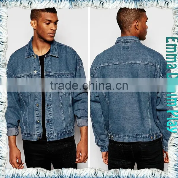 Casual Man's Pale Blue Plain Enzyme Washed Denim Jackets photo-2