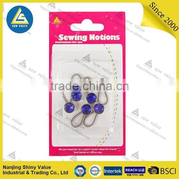 Hot Selling on Amazon 5 Pack Metal Button Shirt Extenders With Spring With Blue Diamond Studded photo-6