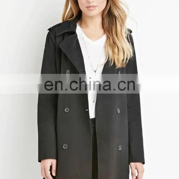 Fashion High Quality Long Sleeves Double Breasted Women Trench Coat Wholesale photo-2