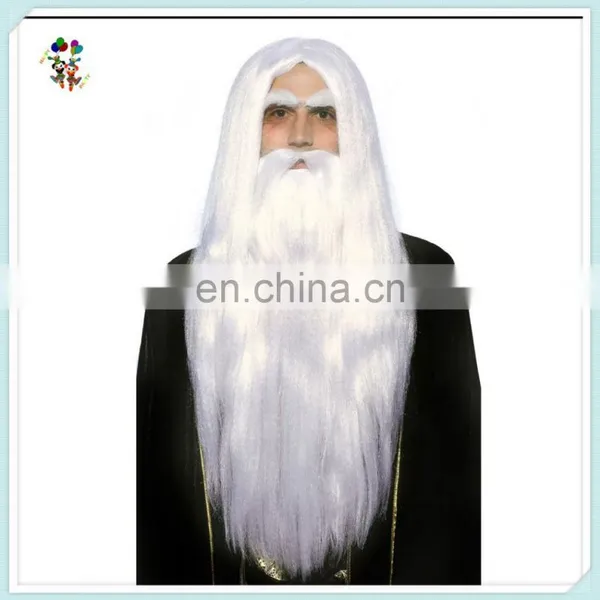 Long White Adult Gandalf Wizard Halloween Party Wig and Beard HPC-0045 photo-3