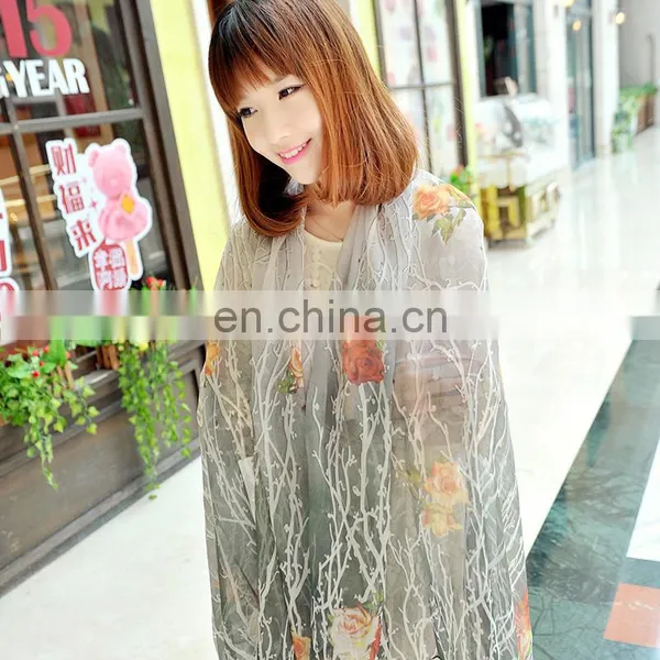2015fashion Style Newest High Quality Silk Georgette Digital Printing Cappa(SP886BL) photo-3