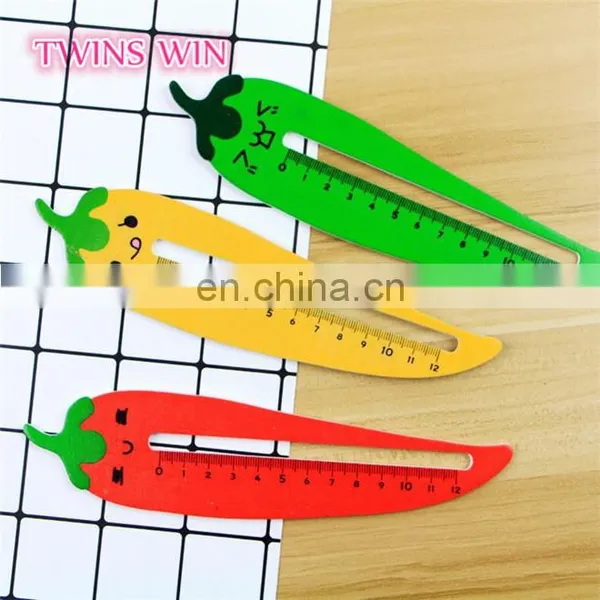 Latest Popular Korean Kawaii Stationery Promotion High Quality Hot Selling Funny Chili Shaped Wooden Ruler for Student photo-2
