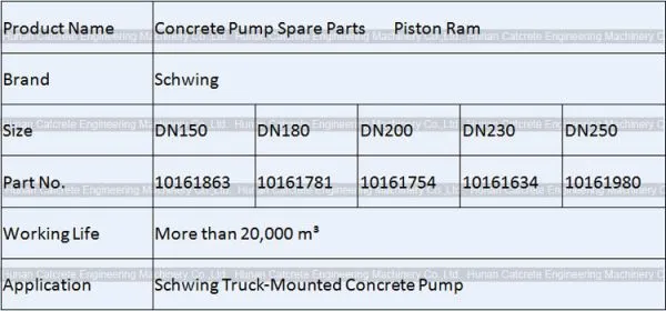 Concrete Pump Parts Schwing Piston Ram DN150 DN180 DN200 DN230 DN250 10161863 10161781 photo-2