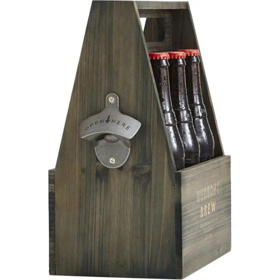6 Pack Wooden Bottle Caddy Beer Caddy photo-2