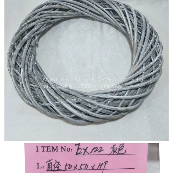 Different Sized Grey Color Full Willow Round Shape Flower Wreath For Home Decorative photo-2