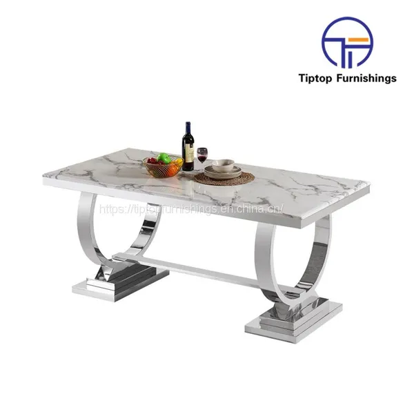 Tiptop Marble Top Stainless Steel Dining Table