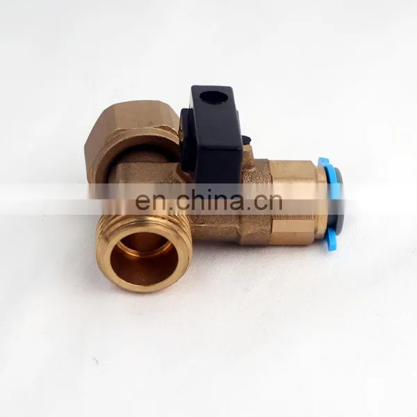 Swivel Quick Connect Three-Way Brass Ball Valve Chromed 1/2x1/2x1/4 photo-3