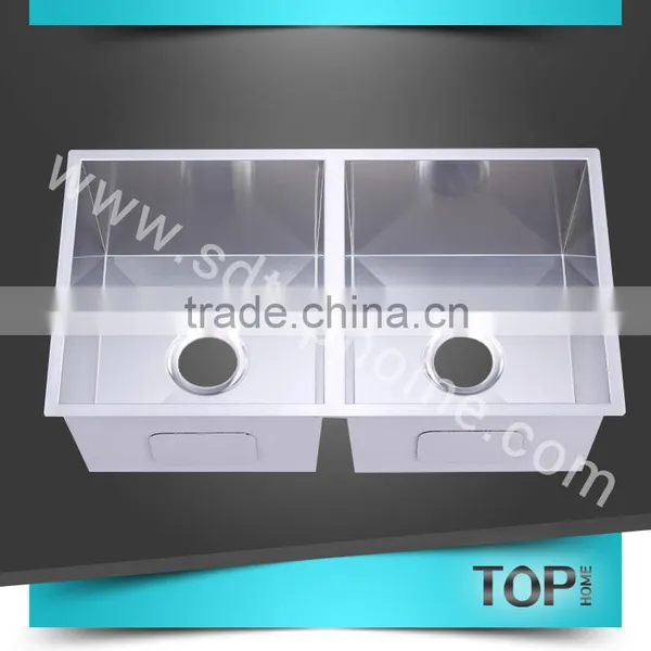 TH-RA3018A Stainless Steel Handmade Sink With CUPC Square Corner Double Bowls Undermount Sink Kitchen Sink photo-2