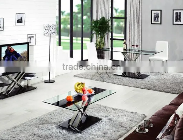 China New Design Stainless Glass tv Stand photo-5