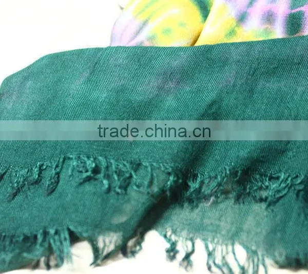 Fashionable Polyester Cotton Ties Dye Long Scarf Viscose Scarf photo-3