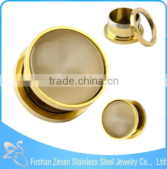 Gold Plated Stainless Steel Single Semi Precious Stone Ear Plug photo-4